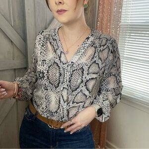 Reptile Snake black white cream swim‎ sheer wrap front Size small